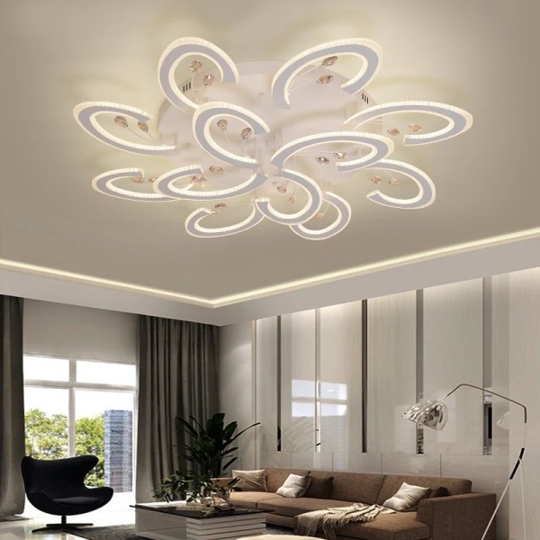 Lustra LED RFAN, Model K53-8+4, Cu Telecomanda, 3 Tipuri De Lumina, Intensitate Reglabila, 280W, Alb [1]