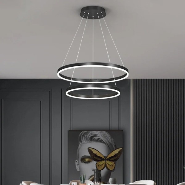 Lustra LED Tip Pendul RFAN, Model F311/2, Cu Telecomanda, 3 Tipuri De Lumina, Inaltime Reglabila, 120W, Negru [1]