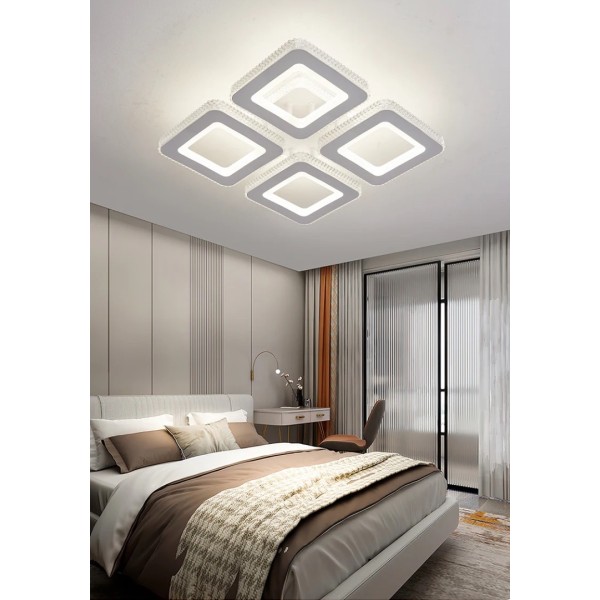Lustra LED RFAN, Model M601-4, Cu Telecomanda, 3 Tipuri De Lumina Plus Lumina RGB, Intensitate Reglabila, 96W, Alb [1]