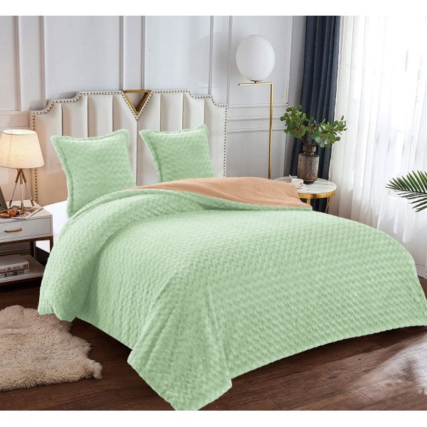 Pilota CoCoLiNo Roses cu blanita, matlasata, 200x230cm, cu fete de perna 60x60cm, Verde [1]
