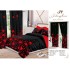 Set Lenjerie pat dublu + 2 draperii, finet, 8 piese, Negru, Roșu, stelute [3]