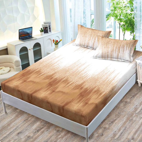 Cearsaf cu elastic, FINET, 160x200cm, 2 fete de perne 50x70cm, Bej, Maro, Degrade – confort si eleganta pentru patul tau [1]