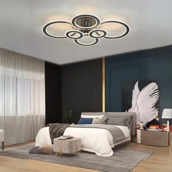Lustra LED RFAN, Model M316-6, Cu Telecomanda, 3 Tipuri De Lumina, Intensitate Reglabila, 250W, Negru [1]