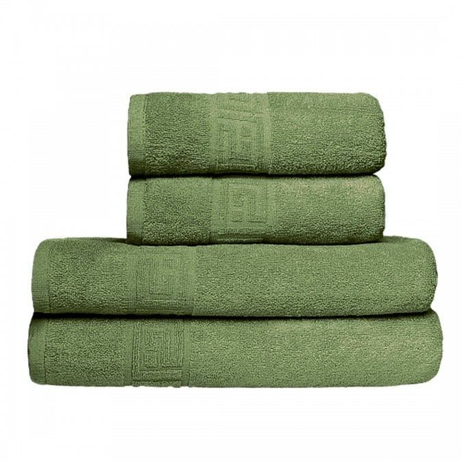 Set 4 Prosoape din 100% Bumbac Pakistanez, Olive