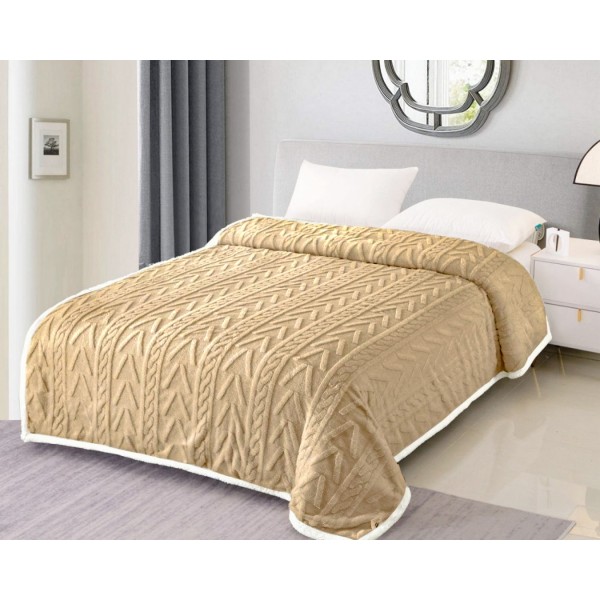 Patura CoCoLiNo tip Tricotaj cu blanita, 200x230cm, Bej [1]