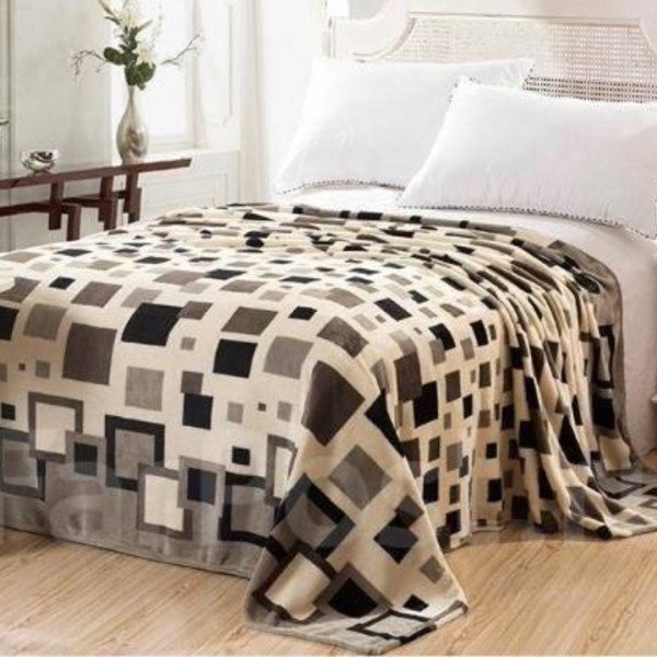 Patura pufoasa cocolino 200x230cm, 240g/mp, Gri, patratele [1]