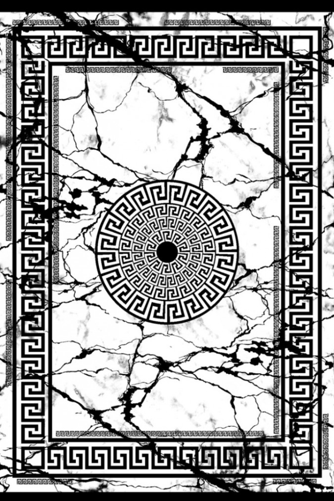 Covor Antiderapant, Design Greek, 180x280cm, Negru/Alb