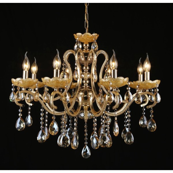 Candelabru RFAN, Model 666-8, Cu Margele Tip Cristal, Metal, 8 X E14, Auriu [1]