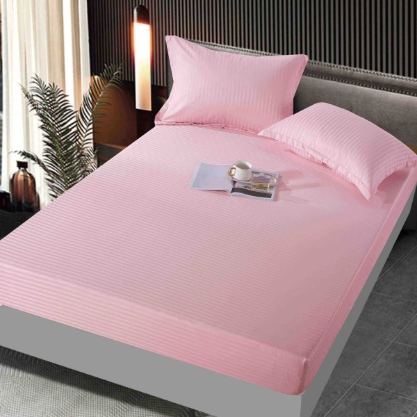 Cearsaf cu elastic, Damasc, 160x200cm, Jojo Home, roz [1]