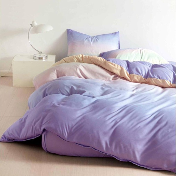 Lenjerie pat dublu cu Elastic (160x200cm si 180x200cm), bumbac satinat, Lila [1]
