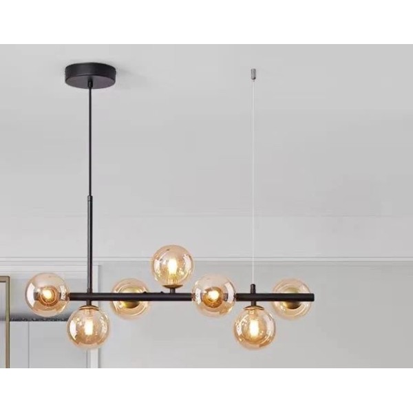Lustra Tip Pendul RFAN, Model 8323/7, Cu 7 Abajururi, 7 X E27, Negru [1]