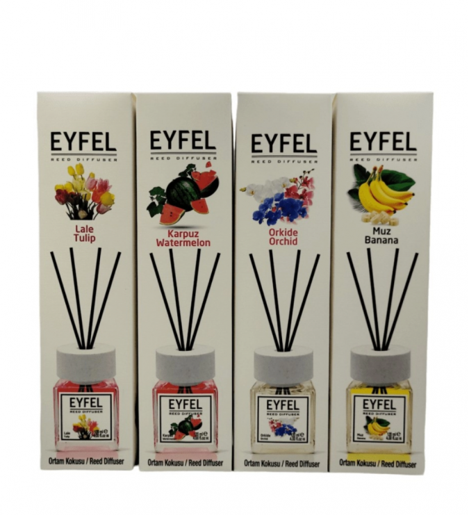 Set 4 Parfumuri de camera cu betisoare EYFEL 120 ml aromele NOI