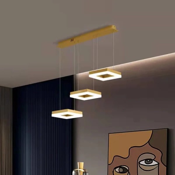 Lustra LED Tip Pendul RFAN, Model F204-3, Cu Telecomanda, 3 Tipuri De Lumina, Inaltime Reglabila, 96W, Auriu [1]