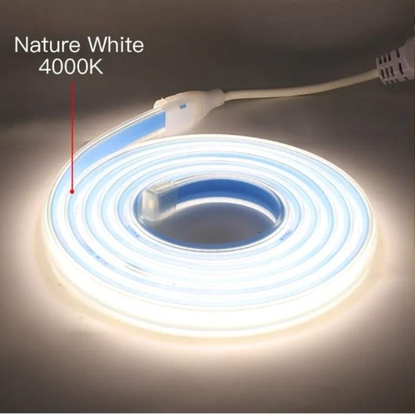 Banda LED COB, Flexibila, IP65, 280 LED/M, Lumina Neutra, 4000K, 8W/M, 100m/Rola, 220V, Cu Alimentator Inclus [1]