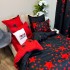 Set Lenjerie pat dublu + 2 draperii, finet, 8 piese, Negru, Roșu, stelute [5]
