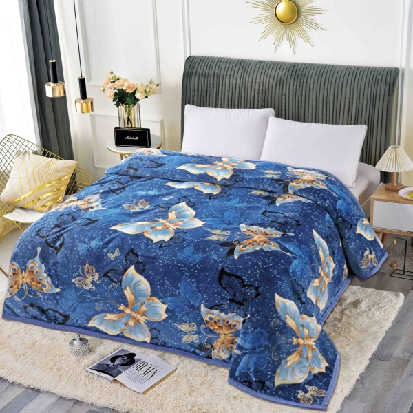 Patura CoCoLiNo, Jojo Home, 200x230cm, Albastru, fluturi [1]