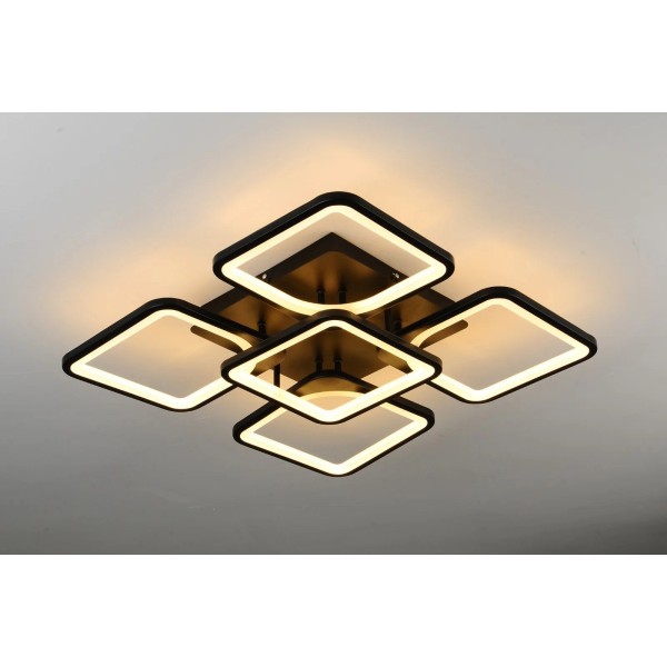 Lustra LED RFAN, Model K40-4+1, Cu Telecomanda, 3 Tipuri De Lumina, Intensitate Reglabila, 182W, Negru [1]
