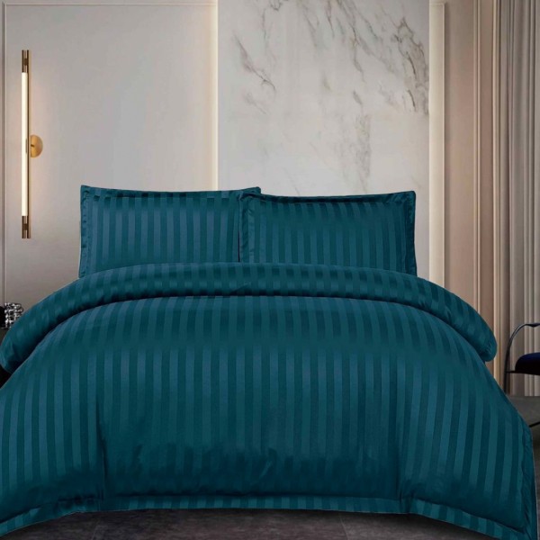 Lenjerie de Pat Dublu, HoReCa, 4 Piese tip Damasc Finetat - Lux, Confort și Întreținere Ușoară, Fără Călcare, Turquoise inchis [1]