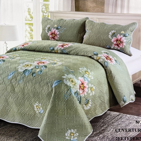 Cuvertură Pat Dublu, 3 Piese, Bumbac 100% Imprimat – Calitate Premium, cu Imprimeu Durabil, cod CSA-CV27 [1]