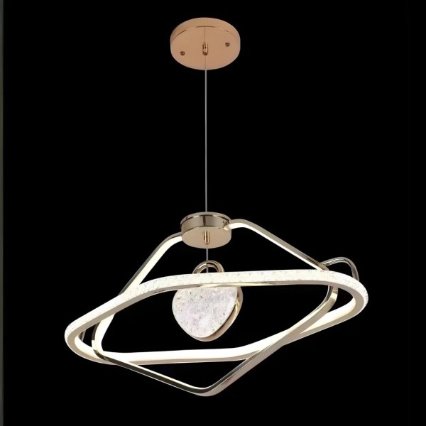 Lustra LED Tip Pendul RFAN, Model 1266/3, 3 Tipuri De Lumina, Inaltime Reglabila, 176W, Auriu [1]