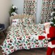 Set Lenjerie Pat Dublu Crăciun 4 Piese + 2 Draperii 150x235cm din Bumbac Ranforsat – Confort și Eleganță, Fabricat în România, Alb, Verde, Maro, Verde, veverite