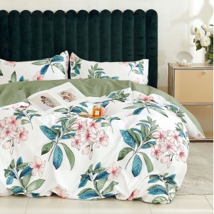 Lenjerie pat 1 PERSOANA, FINET, 4 piese, Verde, frunze Lenjerie pat 1 PERSOANA, FINET, 4 piese, Verde, frunze