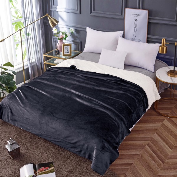 Patura pufoasa cocolino 200x230cm, 240g/mp, Gri inchis [1]