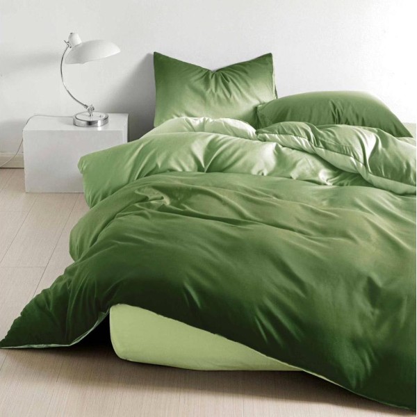 Lenjerie pat dublu cu Elastic (160x200cm si 180x200cm), bumbac satinat, Verde [1]