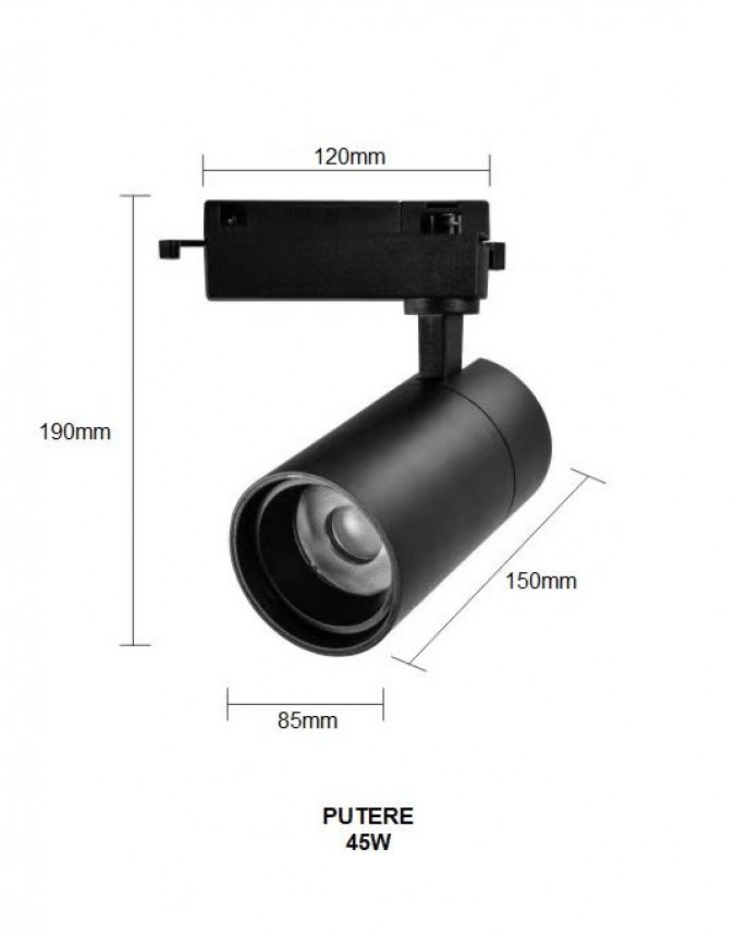 Proiector LED RFAN, Model B54 BK, 45W, 3000K Lumina Calda, Directionabil Pe Sina Monofazata, Negru