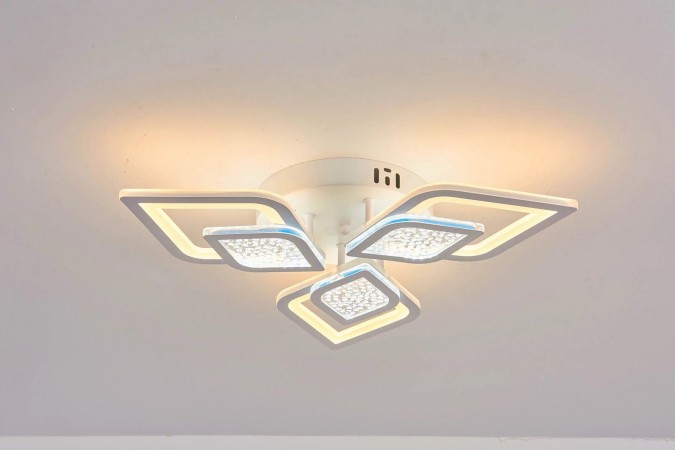 Lustra LED RFAN, Model M408-3, Cu Telecomanda, 3 Tipuri De Lumina, Intensitate Reglabila, 108W, Alb