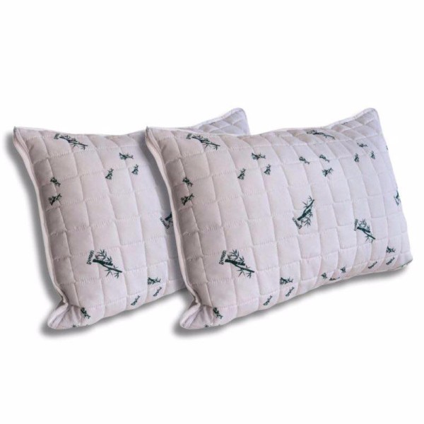 Set 2 perne BAMBOO matlasate, 50x70 cm Alb-Verde, Fabricata in Romania [1]