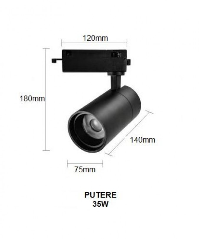 Proiector LED RFAN, Model B53 BK, 35W, 3000K Lumina Calda, Directionabil Pe Sina Monofazata, Negru