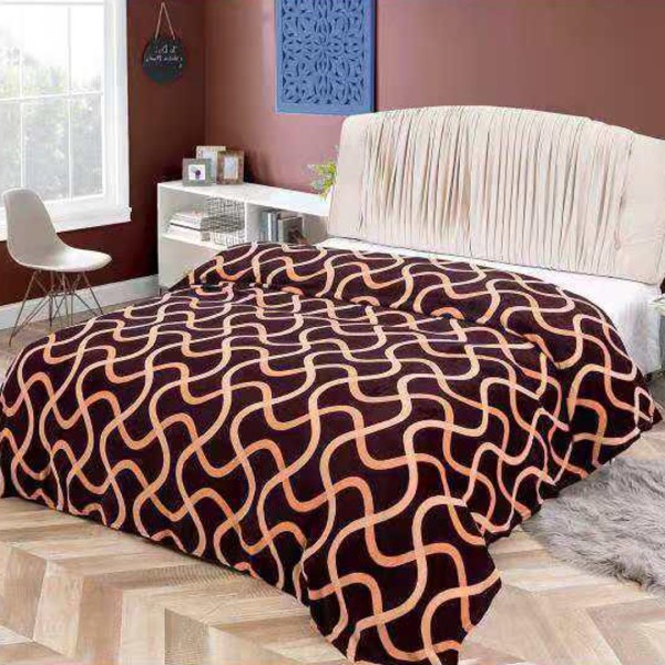 Patura pufoasa cocolino 200x230cm, 240g/mp, Maro, dungi ondulate [1]