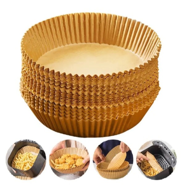 Set 50 bucati hartie de copt pentru friteuza si tava, unica folosinta, 16x20x4.5 cm, Maro [1]