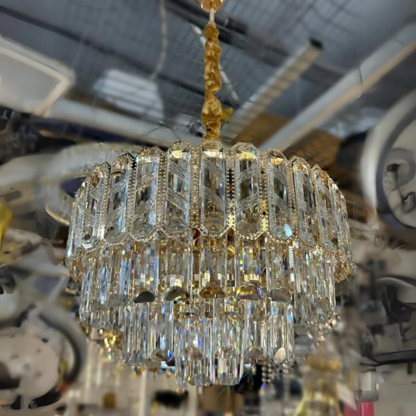 Candelabru RFAN, Model 62110/400, Textura Cristal, Metal, 5 X E27, Auriu [1]