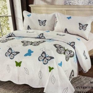 Cuvertură Pat Dublu, 3 Piese, Bumbac 100% Imprimat – Calitate Premium, cu Imprimeu Durabil, cod CSA-CV12