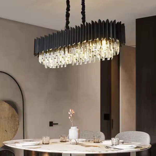 Candelabru RFAN, Model H98129/800*300, Textura Cristal, Metal, 8 X E27, Negru [1]