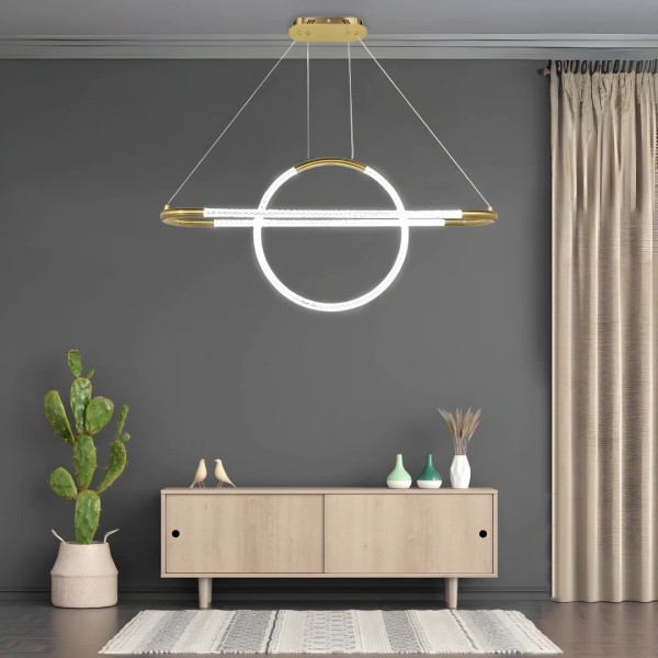 Pendul RFAN, Model FD80007, Cu Telecomanda, 3 Tipuri De Lumina, Inaltime Reglabila, 50W, Auriu [1]