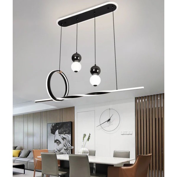 Pendul LED RFAN, Model 1486, Cu Telecomanda, 3 Tipuri De Lumina, Inaltime Reglabila, 107W, Negru [1]