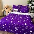 Set Lenjerie pat dublu + 2 draperii, finet, 8 piese, Mov, Alb, ploaie de stele [10]