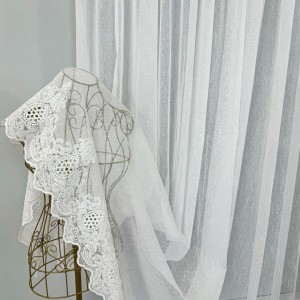 Perdea Aura din IN Brodat, Ivoire, 140cm latime x 260cm inaltime, cu rejansa pt bara