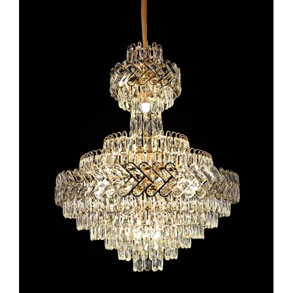 Candelabru RFAN, Model QS824/600x860, Textura Cristal, Metal, 15 X E27, Auriu [1]