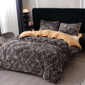 Pilota Cocolino cu blanita 200x230cm si 2 fete de perna 50x70cm, Negru, Alb, frunze Pilota Cocolino cu blanita 200x230cm si 2 fete de perna 50x70cm, Negru, Alb, frunze