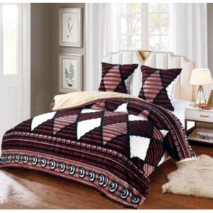 Pilota CoCoLiNo Frizzy cu blanita, matlasata, 200x230cm, cu fete de perna 60x60cm, Crem, Maro, Romburi Pilota CoCoLiNo Frizzy cu blanita, matlasata, 200x230cm, cu fete de perna 60x60cm, Crem, Maro, Romburi