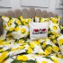 Lenjerie de Pat Dublu, Bumbac Ranforce, 6 piese, Croită cu Grija in Atelierul Cumparamisim - Lux Suprem, Rafinament Desăvârșit, Confort Regal, Alb, Galben, lămâi si flori de lămâi  [8]