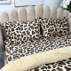 Lenjerie pat dublu, Super Pufoasa COCOLINO cu BLANITA, 4 piese, Bej-Maro, animal print