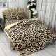 Lenjerie pat dublu, Super Pufoasa COCOLINO cu BLANITA, 4 piese, Bej-Maro, animal print