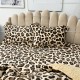 Lenjerie pat dublu, Super Pufoasa COCOLINO cu BLANITA, 4 piese, Bej-Maro, animal print