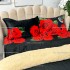 Lenjerie pat dublu, Super Pufoasa COCOLINO cu BLANITA, 4 piese, Negru-Rosu, Trandafiri [6]