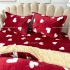 Lenjerie pat dublu cu Elastic, Super Pufoasa COCOLINO cu BLANITA, 4 piese, Rosu, inimioare [8]